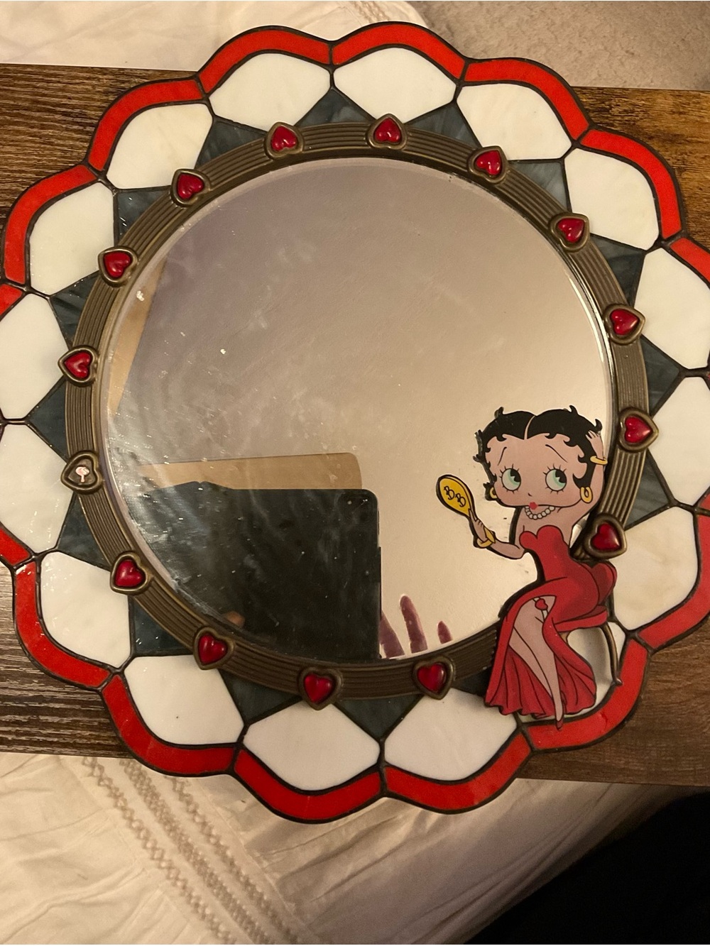 Betty Boop Red, White & Black Heart Accent Mirror